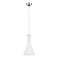Bottles Pendant Lamp 1xE27 Max.60W Chrome Metal/White Fabric Cable/White Glass 1148102