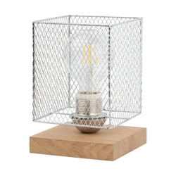 Norman Wood Table Lamp 1xE27 Max.25W Oiled Oak/Chrome Metal/Transparent PVC Cable 9175974