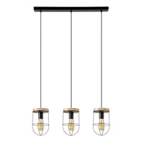 Netuno Lampa Wisząca 3xE27 Max.60W Czarny/Dąb Olejowany 184159304