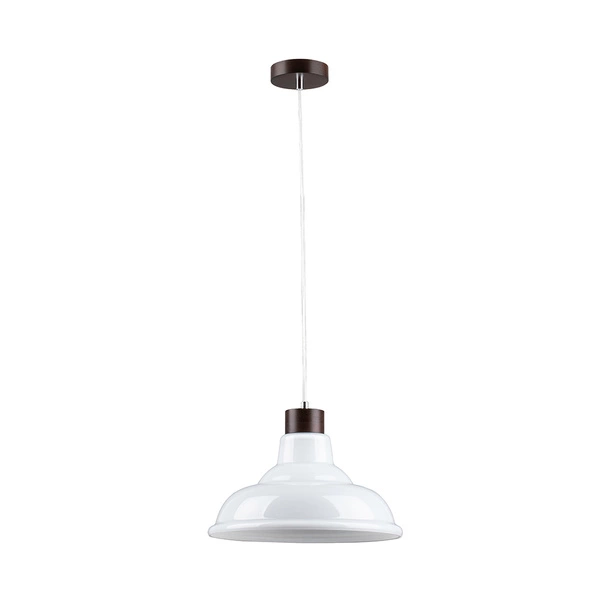 Lampa Wisząca Avino 1xE27 Max.60W Drewno Bukowe Orzech/Przezroczysty Kabel PCV/Szkło Białe 9874076