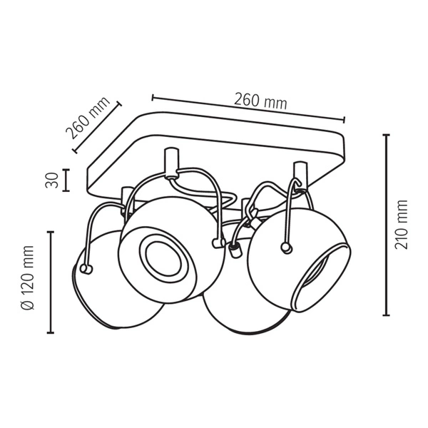 Ball Wood Ceiling Lamp Incl. 4xLED GU10 5W Oiled Oak/Satin 5131474