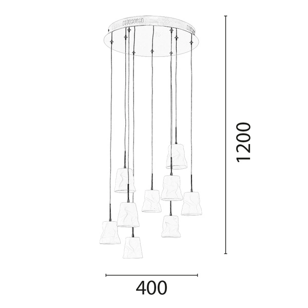 Joelle Pendant Lamp 9xG4 Max.20W Chrome Metal/White Ceramics 1870902