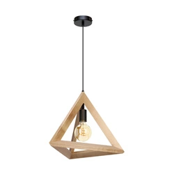 Trigonon Pendant Lamp 1xE27 Max.60W Birch Wood/Black Metal/Black PVC Cable 1204160