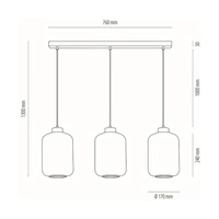 Lampa Wisząca Tarro 3xE27 Max.60W Czarny Metal/Przezroczysty Kabel PCV/Szkło Dymne 15890304