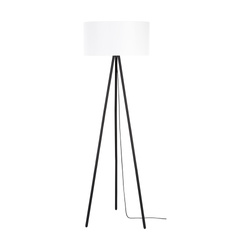 Verian Floor Lamp 1xE27 Max.40W Black Metal/Black PVC Cable/White Fabric Shade