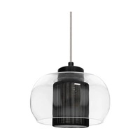 Cordia Pendant Lamp 1xE14 Max.9W Black Metal/Transparent PVC Cable/Black Fabric Shade/Transparent Glass 1192104A1028