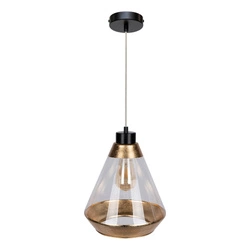 Mistral Pendant Lamp 1xE27 Max.60W Black Metal/Transparent PVC Cable/Gold-Transparent Glass 15820104