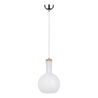 Lampa wisząca Bottles 1xE27 Max.60W Chromowany metal/Biały kabel z tkaniny/Białe szkło 1147102