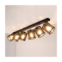 Lampa Sufitowa Nevoa 6xE27 Max.25W Czarny Metal/Chromowany Metal/Czarny Klosz Tkaniny 56795604