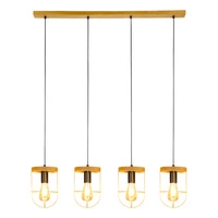 Netuno Pendant Lamp 4xE27 Max.60W Stained Pine Brown/Black Metal/Black PVC Cable/Gold Metal 1811059451
