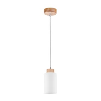 Bosco Pendant Lamp 1xE27 Max.60W Birch Wood/White Glass/Transparent PVC Cable 1720160
