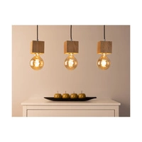 Trongo Square Pendant Lamp 3xE27 Max.60W Oiled Oak/Anthracite Fabric Cable 7161374L