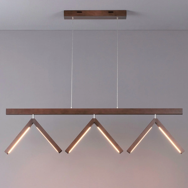 Silas Pendant Lamp 3xLED 24V Integrated 1680lm 3000K 18W Walnut Beech Wood/Transparent PVC Cable 5187376