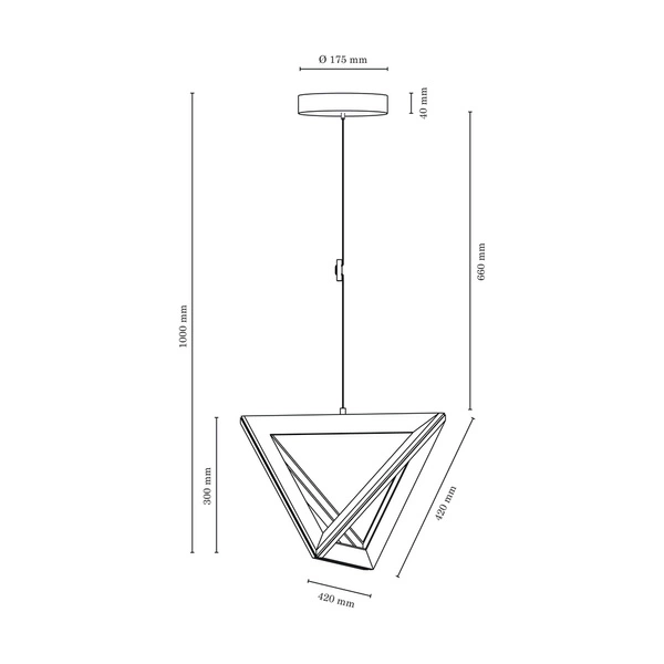 Trigonon Pendant Lamp 1xLED 24V Integrated 2500lm 3000K 27W Walnut Beech Wood/Black Fabric Cable 1209976