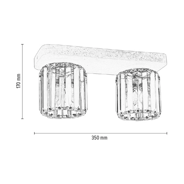 Lampa Sufitowa Glory 2xE27 Max.60W Szary Beton/Przezroczyste Szkło 2361236