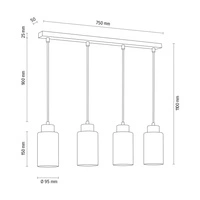 Lampa wisząca Bosco 4xE27 maks. 60W drewno brzozowe/białe szkło/przezroczysty kabel PVC 1720460