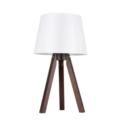 Tripod Table Lamp 1xE27 Max.40W Walnut Beech Wood/Transparent PVC Cable/White Fabric Shade 6111076