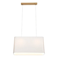 Lampa Wisząca Cadre 2xE27 Max.40W Dąb Olejowany/Przezroczysty Kabel PCV/Abażur z szarej tkaniny 872020274