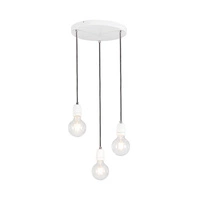 Porcia Pendant Lamp 3xE27 Max.60W White Metal/White Ceramics/Anthracite Fabric Cable 9181302R