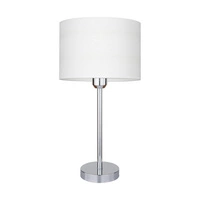 Lampa stołowa Leila 1xE27 maks. 60W chromowany metal/przezroczysty kabel PVC/wielokolorowy papier + klosz z PCV ze wzorem drewna 7652028