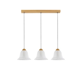Anna Pendant Lamp 3xE27 Max.60W Oiled Oak/Transparent PVC Cable/White Glass 17940374