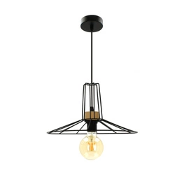 Ferro Pendant Lamp 1xE27 Max.60W Oiled Oak/Black Metal/Black PVC Cable 1010421231017