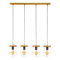 Netuno Pendant Lamp 4xE27 Max.60W Stained Pine Brown/Black Metal/Black PVC Cable/Gold Metal 1811059451