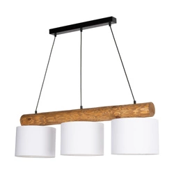 Pino Mix Pendant Lamp 3xE27 Max.40W Stained Pine Brown/Black Metal/Black PVC Cable/White Fabric Shade 6760169404
