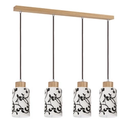 Bosco Pendant Lamp 4xE27 Max.60W Oiled Oak/Anthracite Fabric Cable/White-Black Glass 1701474G0758