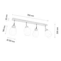 Tilia Ceiling Lamp 4xE27 Max.60W Oiled Oak/White Glass 2047419720883