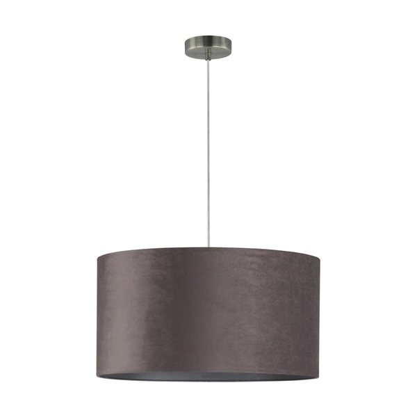 Scarlett Pendant Lamp 1xE27 Max.60W Satin Metal/Transparent PVC Cable/Gray Velvet Shade 3752027