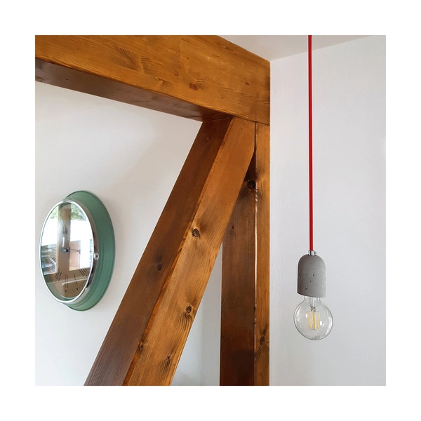 Amory Pendant Lamp 1xE27 Max.60W Gray Concrete/Red Fabric Cable 9776136