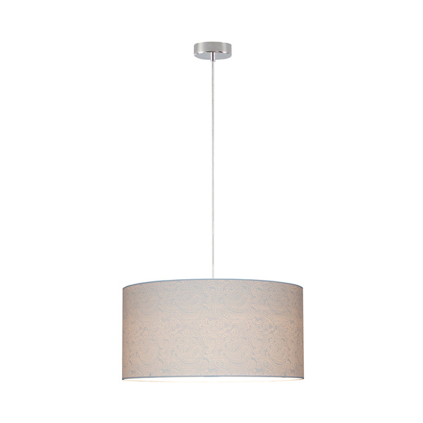 Leila Pendant Lamp 1xE27 Max.60W Chrome Metal/Transparent PVC Cable/Multicolor Paper+PCV Shade with Paisley pattern