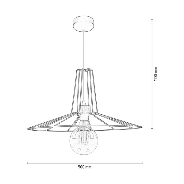 Ferro Pendant Lamp 1xE27 Max.60W Oiled Oak/Black Metal/Black PVC Cable 1010421231020