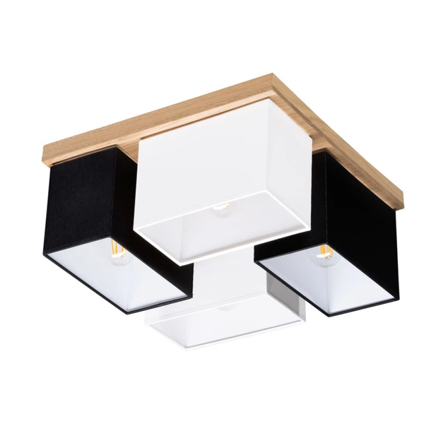 Paloma Ceiling Lamp 4xE27 Max.25W Oiled Oak/Black Fabric Shade/White Fabric Shade 2451474