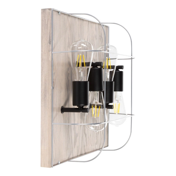 Lampa ścienna/sufitowa Netuno 4xE27 Max.15W LED Witrażowa Sosna Szara/Czarny Metal/Srebrny Metal 92074457