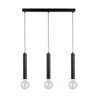Barrel Pendant Lamp 3xE27 Max.60W Black Metal/Black PVC Cable 16709304