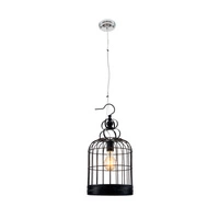 Cage Pendant Lamp 1xE27 Max.60W Chrome Metal/Black Metal/Transparent PVC Cable 9501104