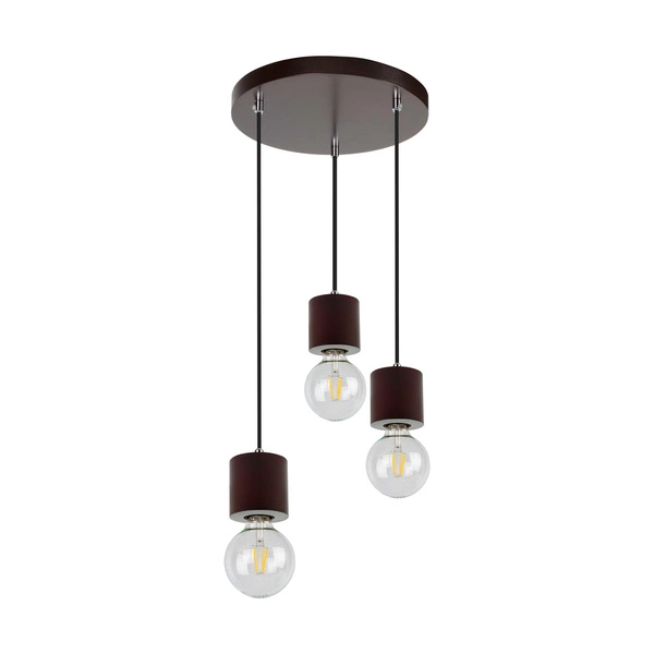 Trongo Round Pendant Lamp 3xE27 Max.60W Walnut Beech Wood/Black Fabric Cable 7069376R