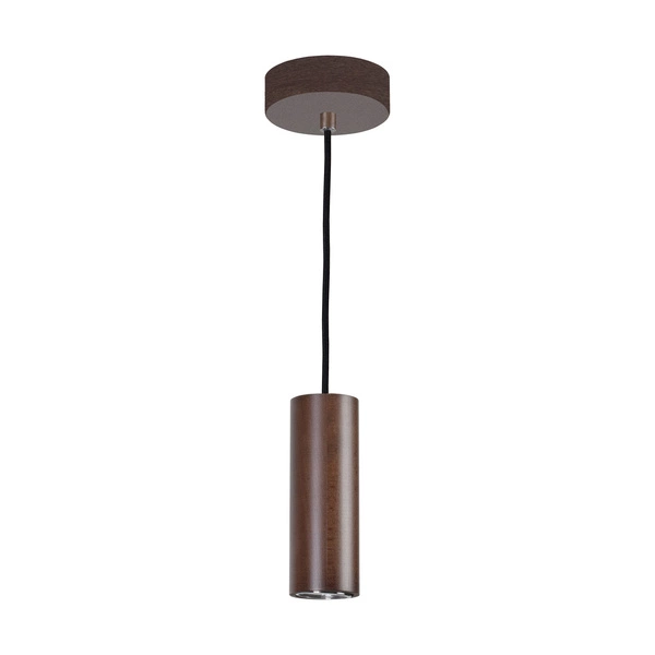 Pipe Pendant Lamp Incl. 1xGU10 LED 5W Walnut Beech Wood/Black Fabric Cable 1559176