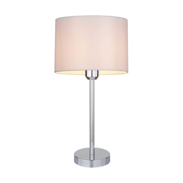 Dove Table Lamp 1xE27 Max.40W Chrome Metal/Transparent PVC Cable/White Fabric Shade 724380128