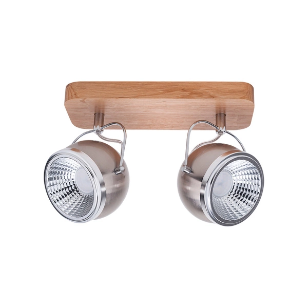 Ball Wood Ceiling Lamp Incl. 2xGU10 6W LED Oiled Oak/Satin Metal/Chrome Metal 5031274