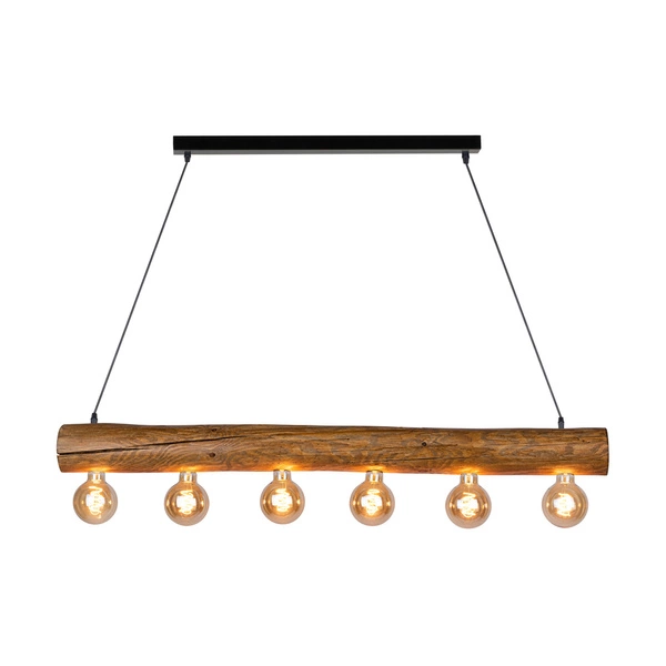 Trabo Simple Pendant Lamp 6xE27 Max.60W Stained Pine Brown/Black Metal/Black PVC Cable 69880604
