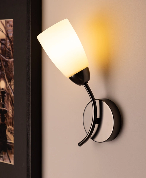 Terni Wall Lamp 1xE14 Max.40W Graphite Metal/White Glass 8330126