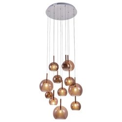 Bellezia Pendant Lamp Incl. 12xG4 Max.20W Chrome Metal/Copper Glass 1781213