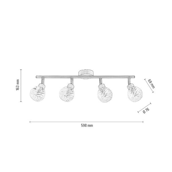 Wave Ceiling Lamp Incl. 4xG9 Max.28W Patina Metal/Transparent Glass 2102411