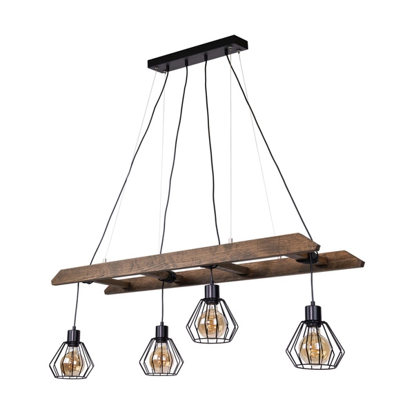 Eskalo Pendant Lamp 4xE27 Max.60W Stained Pine on Walnut/Black Metal/Black PVC Cable 7229456