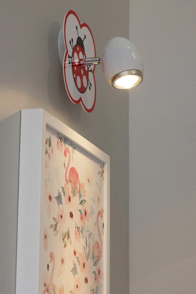 Fly Wall Lamp 1xGU10 Max.50W White Metal/Chrome Metal/Multicolor Synthetic Material with Ladybug Pattern 2109102
