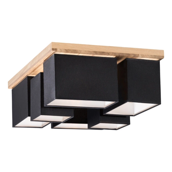 Paloma Ceiling Lamp 6xE27 Max.25W Oiled Oak/Black Fabric Shade 2454674
