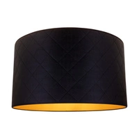 Lampshade Cylinder E27 H40 Black ECO Leather with gold matt foil A0762